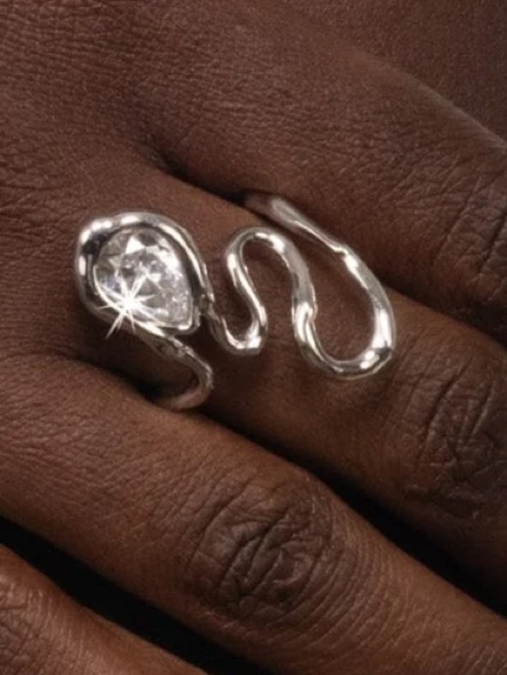 ALEXIS BITTAR • Asterales CZ Silver Floating Vine Ring size 8